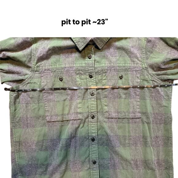 REI Co-op Flannel Button Down Shirt Green Plaid 1XL 100% Cotton Long Sleeve - Picture 4 of 4